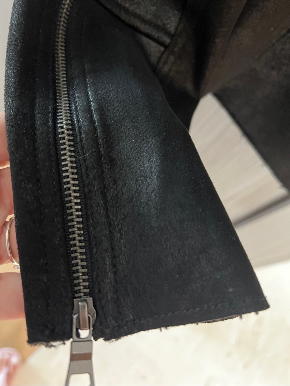 $168 EVEREVE Marren sueded Moto Jacket black M - Picture 7 of 10
